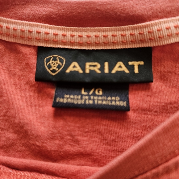 Ariat Coral Western Graphic Tee Horseshoe Logo Short Sleeve Size L - Picture 2 of 3